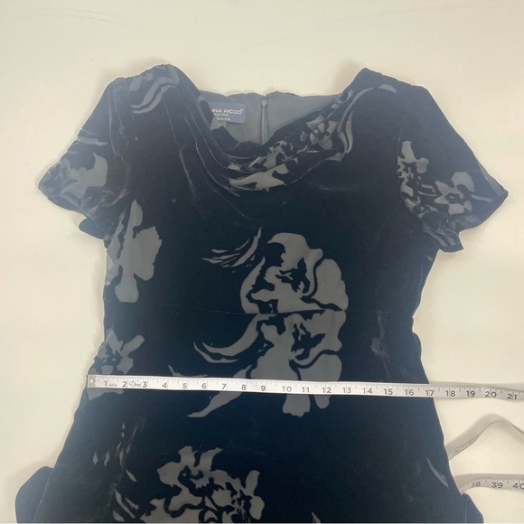 Vtg Donna Ricco Black Velvet Burnout Maxi Slip Dress Silk Size 10 Whimsygoth Y2K - Picture 10 of 14